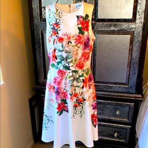 Joseph Ribkoff Floral Sleeveless Dress - White with Multicolor Accents
